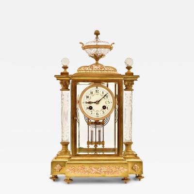 19th Century French Gilt Bronze Crystal Regulator Clock by Samuel Marti