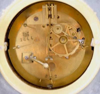 19th Century French Gilt Bronze Mounted Slate Rouge Marble Mantel Clock