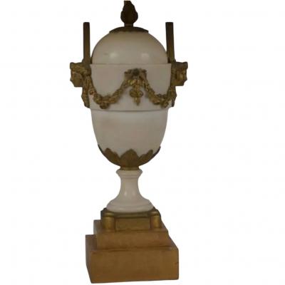 19th Century French Gilt Bronze Mounted White Marble Urns Now Designer Lamps
