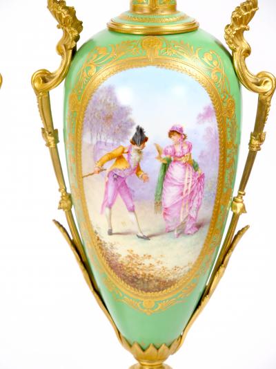 19th Century French Gilt Bronze Ormolu Mounted S vres Porcelain Table Lamps