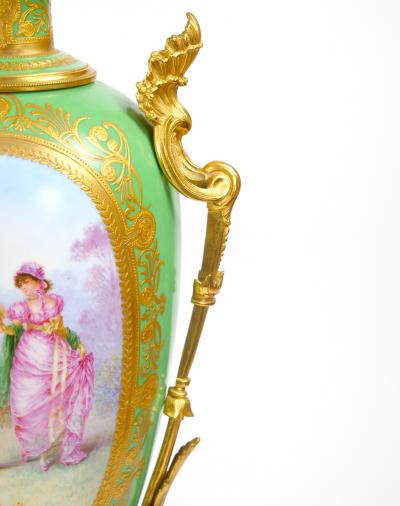 19th Century French Gilt Bronze Ormolu Mounted S vres Porcelain Table Lamps