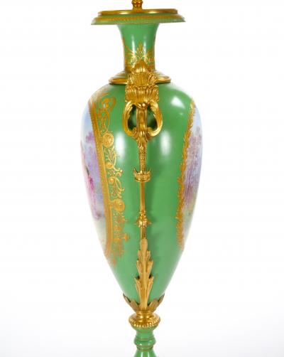 19th Century French Gilt Bronze Ormolu Mounted S vres Porcelain Table Lamps
