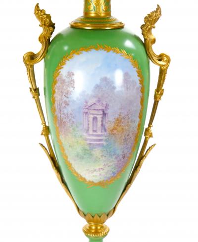 19th Century French Gilt Bronze Ormolu Mounted S vres Porcelain Table Lamps