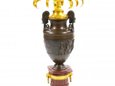 19th Century French Gilt Patinated Bronze Candelabras by Ferdinand Barbedienne