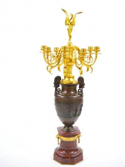19th Century French Gilt Patinated Bronze Candelabras by Ferdinand Barbedienne