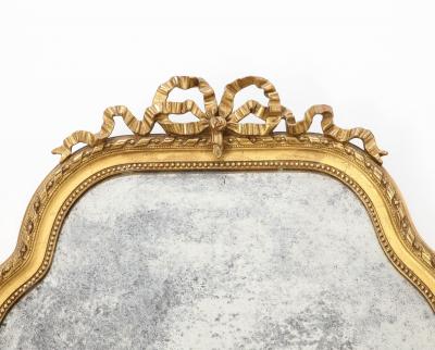 19th Century French Giltwood Mirror with Bow Crown