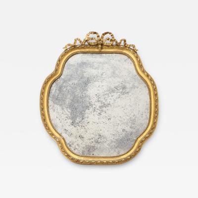 19th Century French Giltwood Mirror with Bow Crown