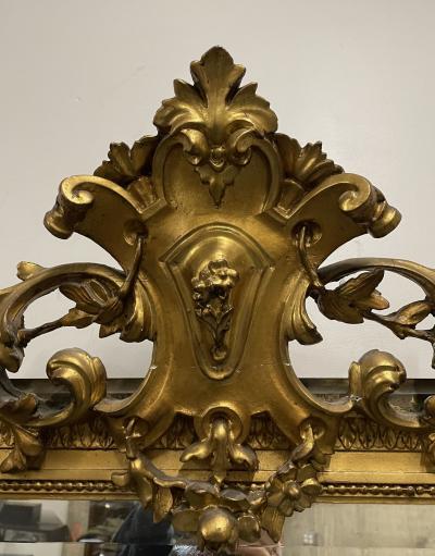 19th Century French Giltwood Wall Console Pier Mirror Full Length Floor
