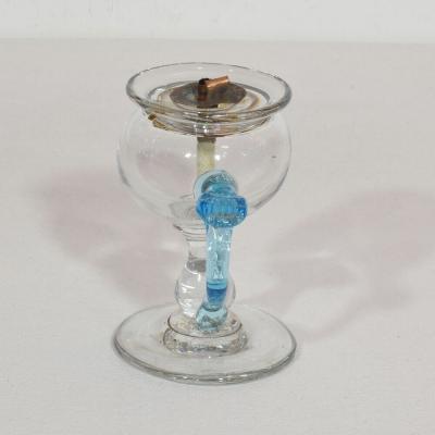 19th Century French Glass Weavers Oil Lamp