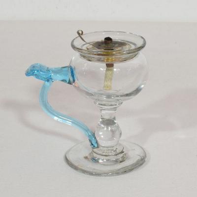 19th Century French Glass Weavers Oil Lamp