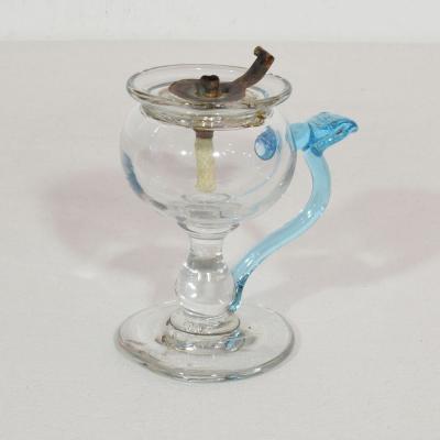 19th Century French Glass Weavers Oil Lamp