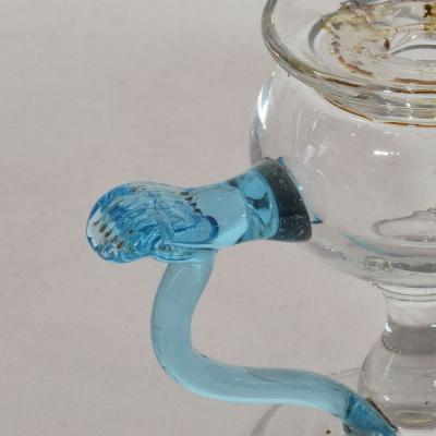 19th Century French Glass Weavers Oil Lamp