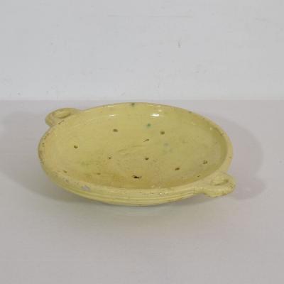 19th Century French Glazed Earthenware Strainer