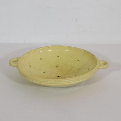 19th Century French Glazed Earthenware Strainer