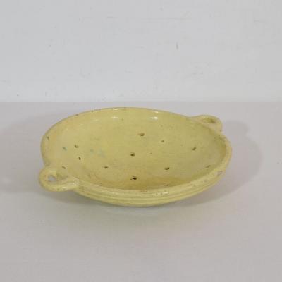 19th Century French Glazed Earthenware Strainer