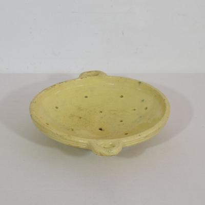 19th Century French Glazed Earthenware Strainer