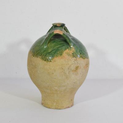 19th Century French Green Glazed Earthenware Jug or Water Cruche