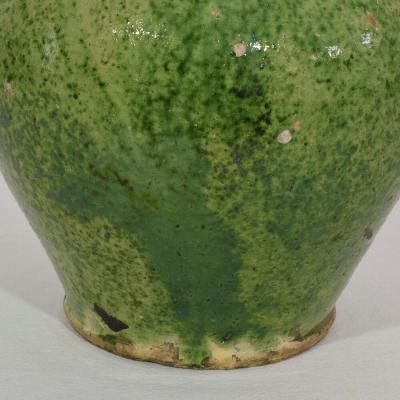 19th Century French Green Glazed Earthenware Jug or Water Cruche