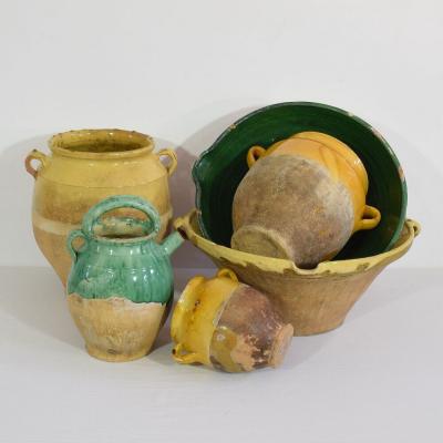 19th Century French Green Glazed Terracotta Dairy Bowl or Tian