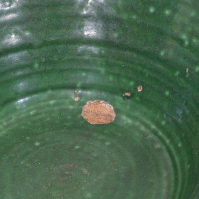 19th Century French Green Glazed Terracotta Dairy Bowl or Tian