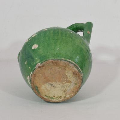 19th Century French Green Glazed Terracotta Jug or Water Cruche