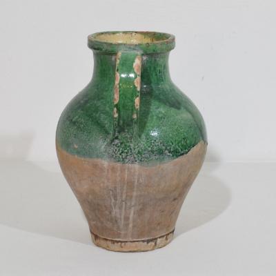 19th Century French Green Glazed Terracotta Jug or Water Cruche