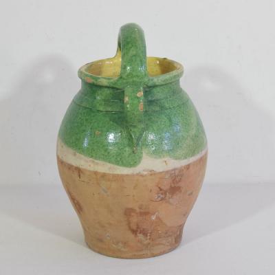 19th Century French Green Glazed Terracotta Jug or Water Cruche