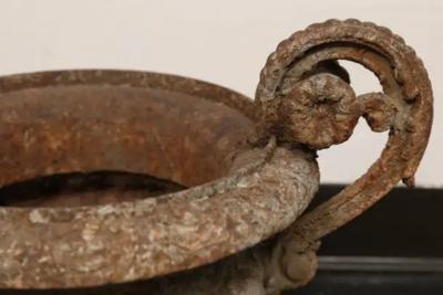 19th Century French Iron Garden Urn