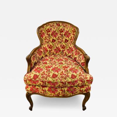 19th Century French Louis XV Bergere Arm Chair in a Fine Floral Upholstery