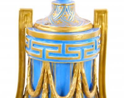 19th Century French Louis XV Sevres Style Bleu Celeste Vases with Covers