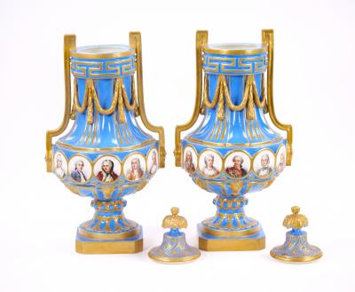 19th Century French Louis XV Sevres Style Bleu Celeste Vases with Covers