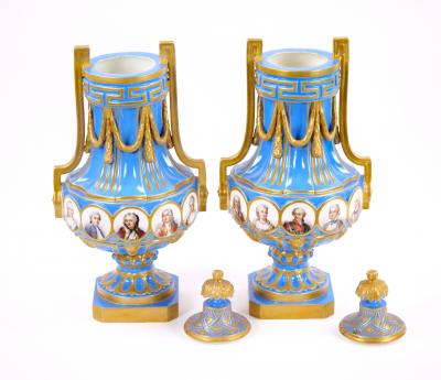 19th Century French Louis XV Sevres Style Bleu Celeste Vases with Covers