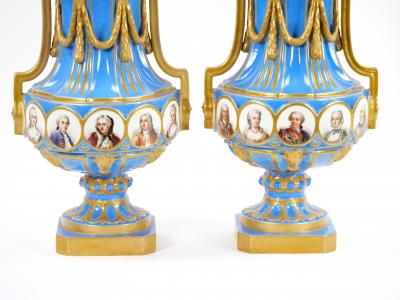 19th Century French Louis XV Sevres Style Bleu Celeste Vases with Covers