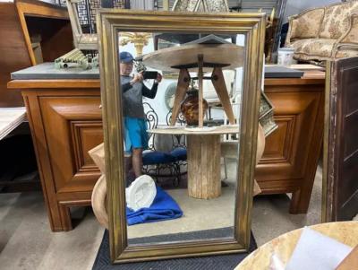 19th Century French Louis XVI Style Brass Mirror