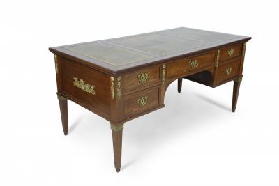 19th Century French Louis XVI Style Bronze Trim Mahogany Desk