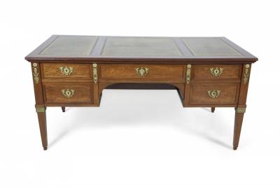 19th Century French Louis XVI Style Bronze Trim Mahogany Desk