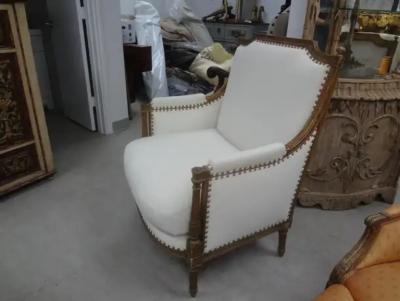 19th Century French Louis XVI Style Giltwood Marquise or Bergere