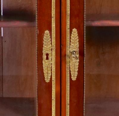 19th Century French Louis XVI Style Mahogany Marble Top Vitrine Bookcase