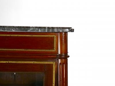 19th Century French Louis XVI Style Mahogany Marble Top Vitrine Bookcase