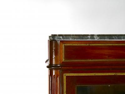 19th Century French Louis XVI Style Mahogany Marble Top Vitrine Bookcase