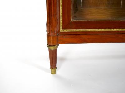19th Century French Louis XVI Style Mahogany Marble Top Vitrine Bookcase