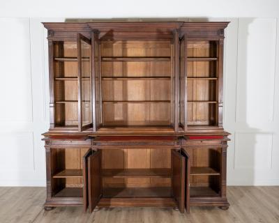 19th Century French Louis XVI Style Walnut 8 Door Bookcase