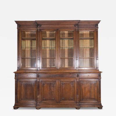 19th Century French Louis XVI Style Walnut 8 Door Bookcase