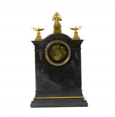 19th Century French Marble Bronze Figural Mantel Clock Signed By Japy Freres
