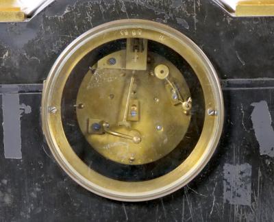 19th Century French Marble Bronze Figural Mantel Clock Signed By Japy Freres