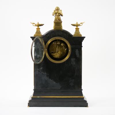 19th Century French Marble Bronze Figural Mantel Clock Signed By Japy Freres