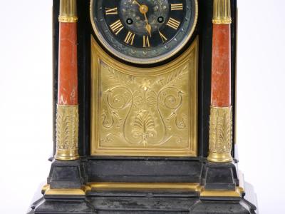 19th Century French Marble Bronze Figural Mantel Clock Signed By Japy Freres