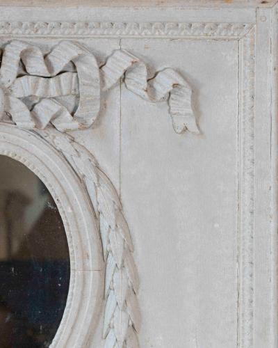 19th Century French Painted Boiserie Panel with Original Mirror Plate
