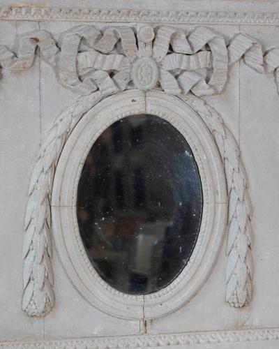 19th Century French Painted Boiserie Panel with Original Mirror Plate