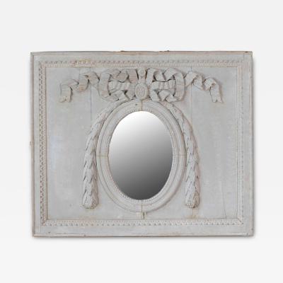 19th Century French Painted Boiserie Panel with Original Mirror Plate